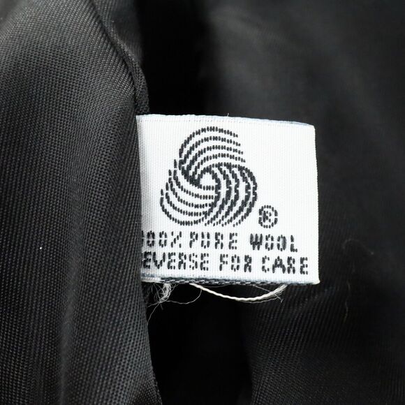 Jones NY Coat Petites 10P Black Wool Long Overcoat Shoulder Pads Vintage - Picture 6 of 16